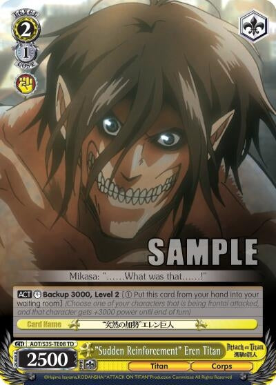 Image for "Sudden Reinforcement" Eren Titan (AOT/S35-TE08 TD) (Attack on Titan) - Weiss Schwarz