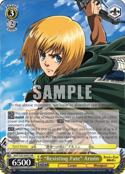 Image for "Resisting Fate" Armin (AOT/S35-E002 RR) (Attack on Titan) - Weiss Schwarz