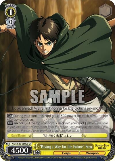 Image for "Paving a Way for the Future" Eren (SR) (AOT/S35-E005S SR) (Attack on Titan) - Weiss Schwarz