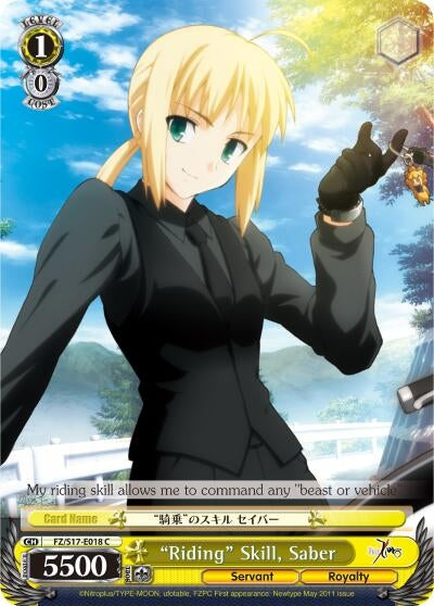 Image for "Riding" Skill, Saber (FZ/S17-E018 C) (Fate/Zero) - Weiss Schwarz
