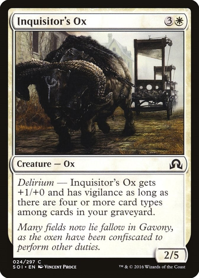Image for Inquisitor's Ox (24) (Shadows over Innistrad) - Magic: The Gathering