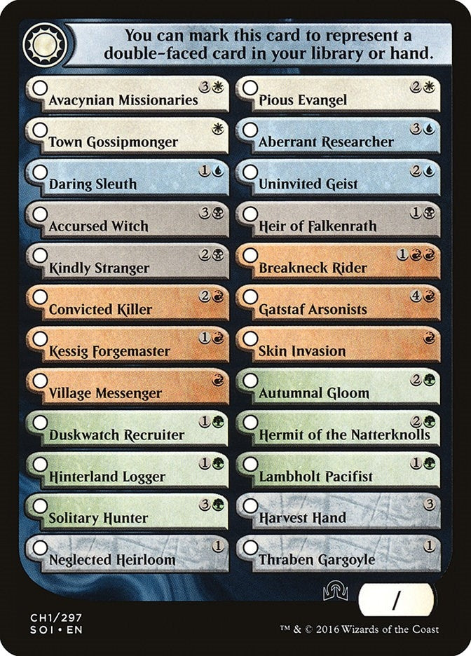 Image for Checklist Card - (CH1) Shadows over Innistrad (CH1) (Shadows over Innistrad) - Magic: The Gathering