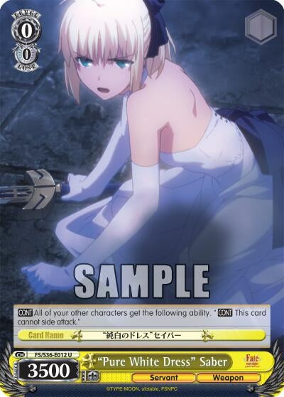 Image for "Pure White Dress" Saber (FS/S36-E012 U) (Fate/stay night [Unlimited Blade Works] Vol. II) - Weiss Schwarz