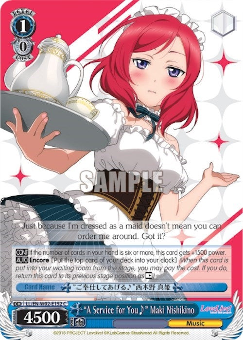 Image for "A Service for You~" Maki Nishikino (LL/EN-W02-E152 C) (Love Live! DX Vol.2) - Weiss Schwarz