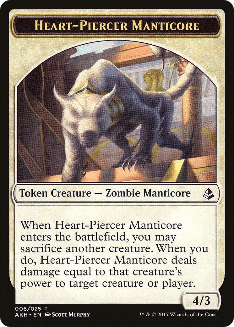 Image for Heart-Piercer Manticore // Warrior Double-Sided Token (6 // 17) (Amonkhet) - Magic: The Gathering