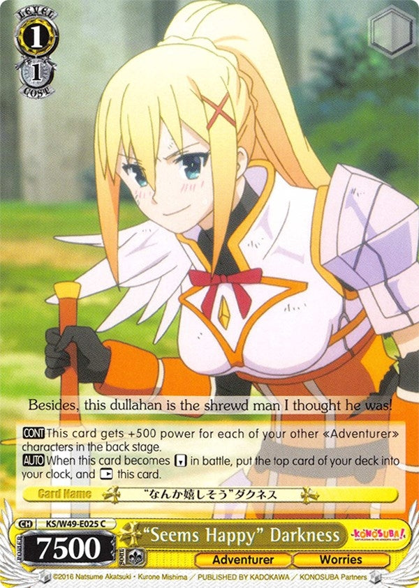 Image for "Seems Happy" Darkness (KS/W49-E025 C) (KonoSuba) - Weiss Schwarz