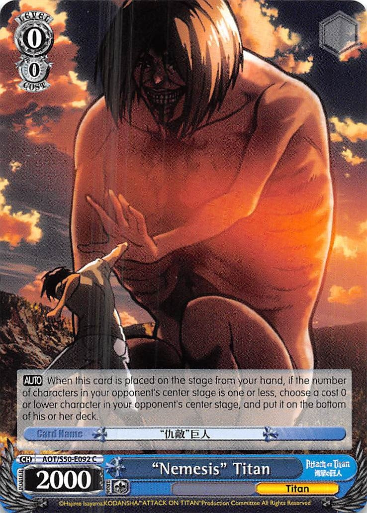 Image for "Nemesis" Titan (AOT/S50-E092 C) (Attack on Titan Vol. 2) - Weiss Schwarz