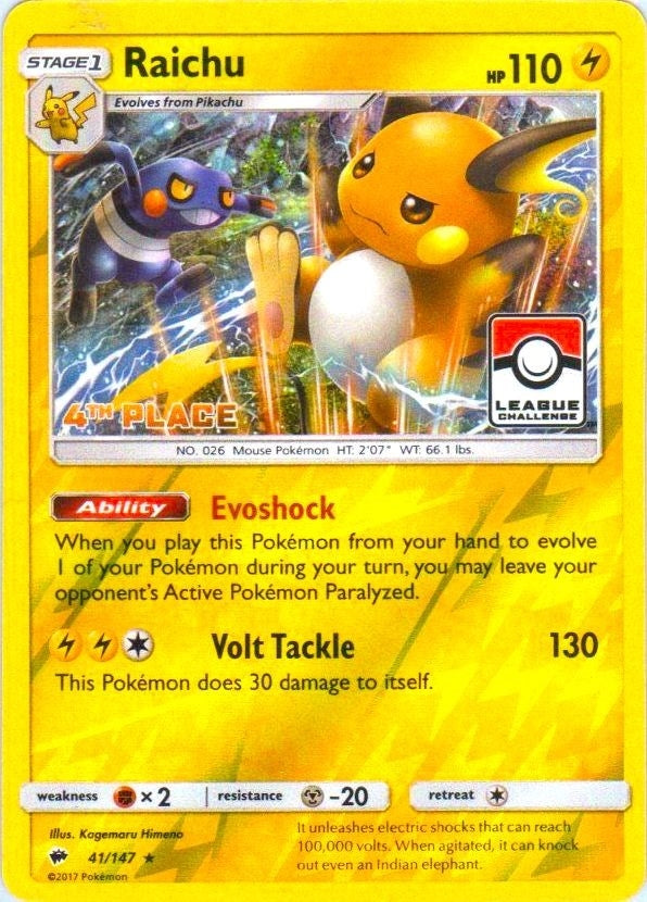 Image for Raichu - 41/147 (League Challenge) [4th Place] (041/147) (PR) - Pokemon