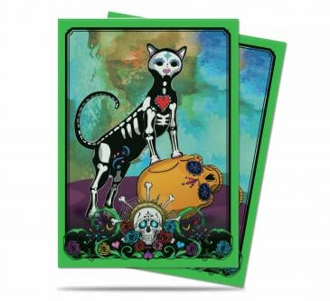 Image for Dia De Los Muertos Cat Standard Size Deck Protector Sleeves (50-Pack) - Card Sleeves