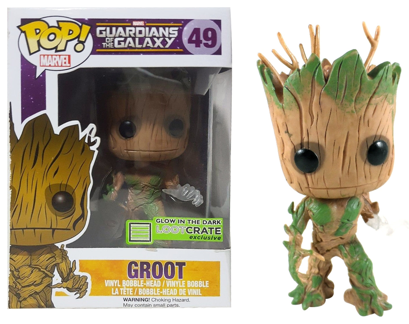 Image for Guardians of the Galaxy: Groot (Bobble-Head) (Glow in the Dark Hand) (Loot Crate Exclusive) - Funko