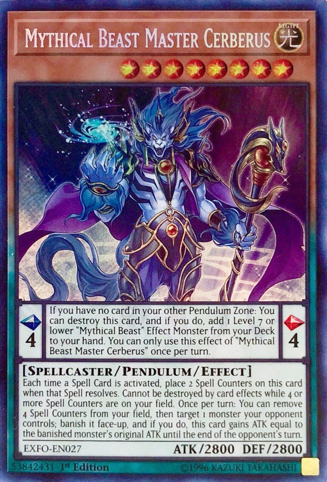 Image for Mythical Beast Master Cerberus (EXFO-EN027) (EXFO) - YuGiOh