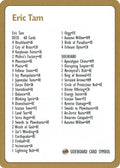 Image for 1996 Eric Tam Decklist Card (World Championship Decks) - Magic: The Gathering