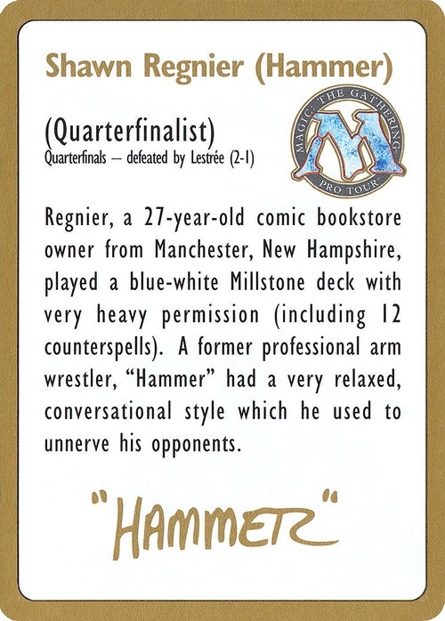 Image for 1996 Shawn "Hammer" Regnier Biography Card (World Championship Decks) - Magic: The Gathering