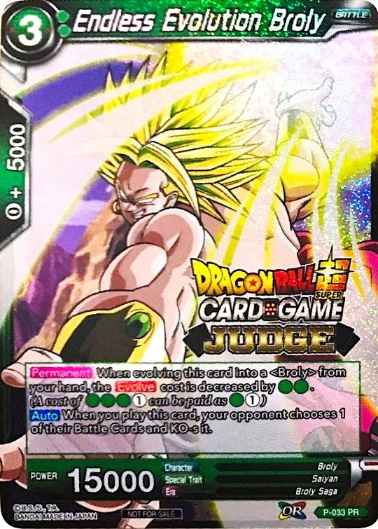 Image for Endless Evolution Broly (P-033) (Judge Promotion Cards) - Dragon Ball Super: Masters