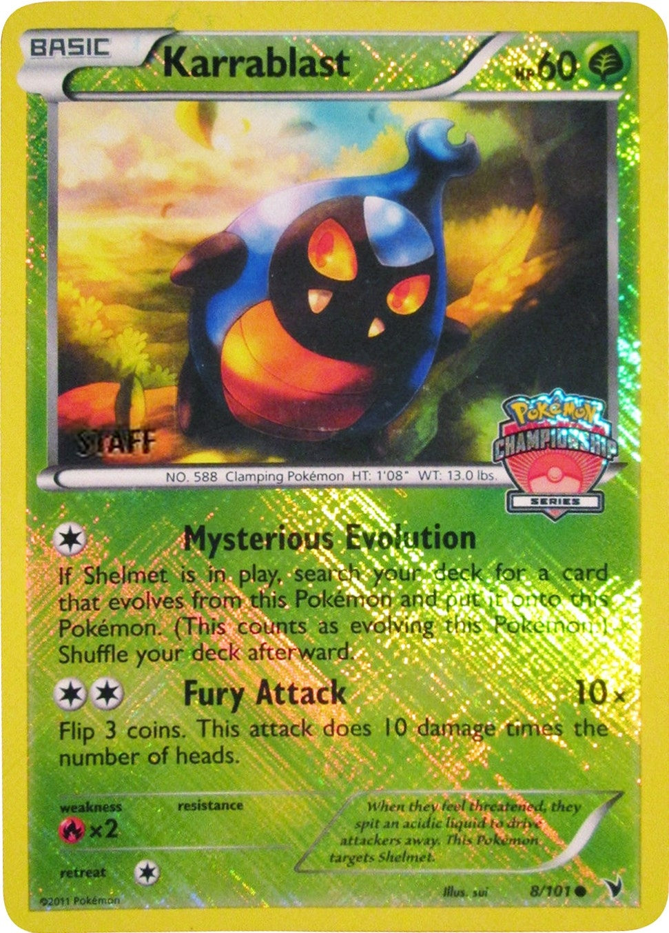Image for Karrablast - 8/101 (Championship Series) [Staff] (008/101) (PR) - Pokemon
