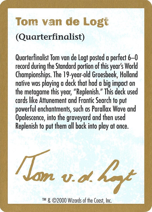 Image for 2000 Tom van de Logt Biography Card (World Championship Decks) - Magic: The Gathering