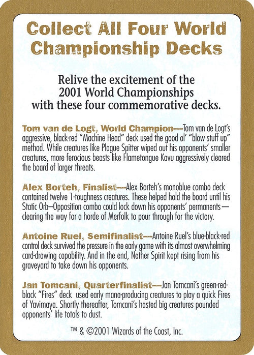 Image for 2001 World Championship Advertisement Card (World Championship Decks) - Magic: The Gathering