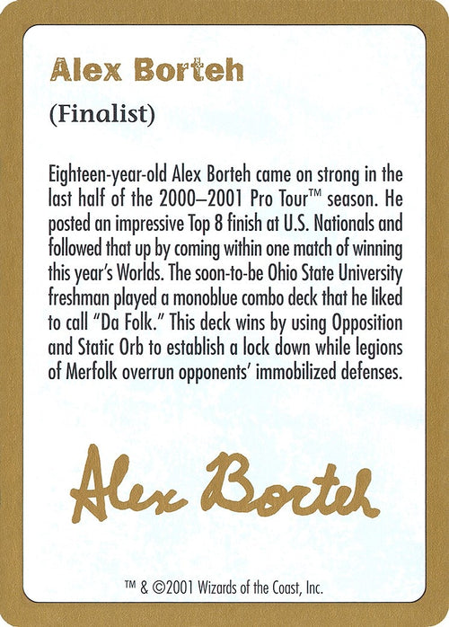 Image for 2001 Alex Borteh Biography Card (World Championship Decks) - Magic: The Gathering