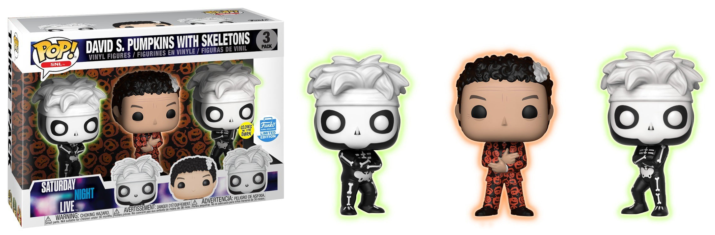 Image for Saturday Night Live: David S. Pumpkins with Skeletons 3-Pack (Glow in the Dark) (Funko Shop Exclusive) - Funko