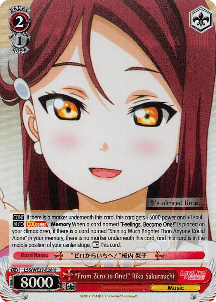 Image for "From Zero to One!" Riko Sakurauchi (Parallel Foil) (LSS/WE27-E28 U) (Love Live! Sunshine!! Extra Booster) - Weiss Schwarz