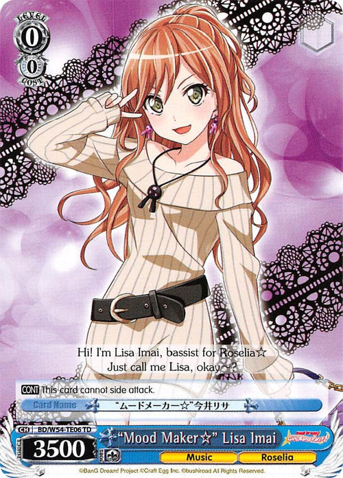 Image for "Mood Maker" Lisa Imai (BD/W54-TE06 TD) (BanG Dream! Girls Band Party!) - Weiss Schwarz