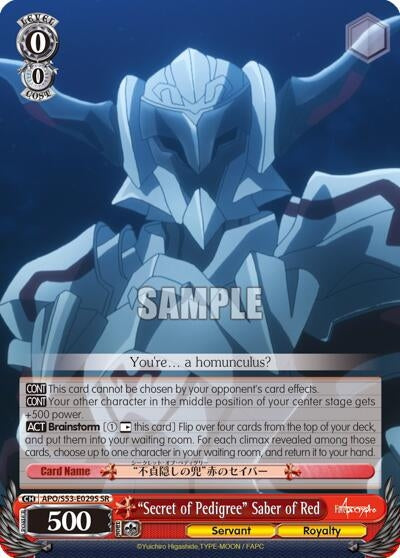 Image for "Secret of Pedigree" Saber of Red (SR) (APO/S53-E029S SR) (Fate/Apocrypha) - Weiss Schwarz