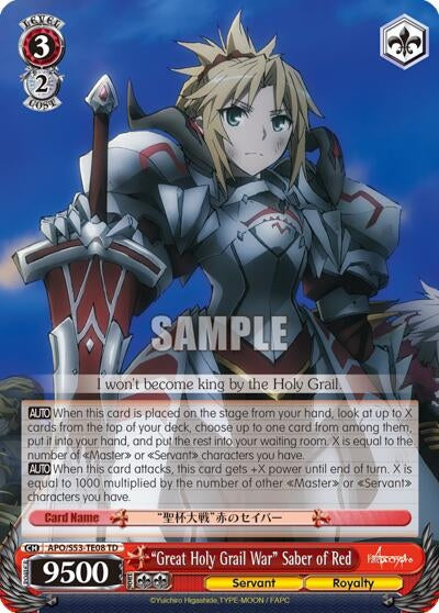 Image for "Great Holy Grail War" Saber of Red (APO/S53-TE08 TD) (Fate/Apocrypha) - Weiss Schwarz