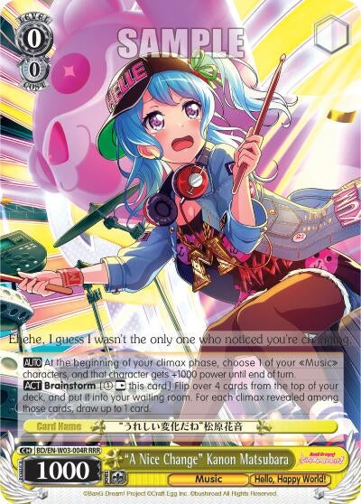 Image for "A Nice Change" Kanon Matsubara (RRR) (BD/EN-W03-004R RRR) (BanG Dream! Girls Band Party! MULTI LIVE) - Weiss Schwarz