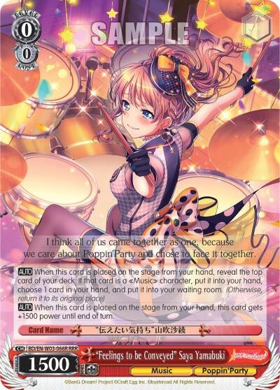 Image for "Feelings to be Conveyed" Saya Yamabuki (RRR) (BD/EN-W03-066R RRR) (BanG Dream! Girls Band Party! MULTI LIVE) - Weiss Schwarz