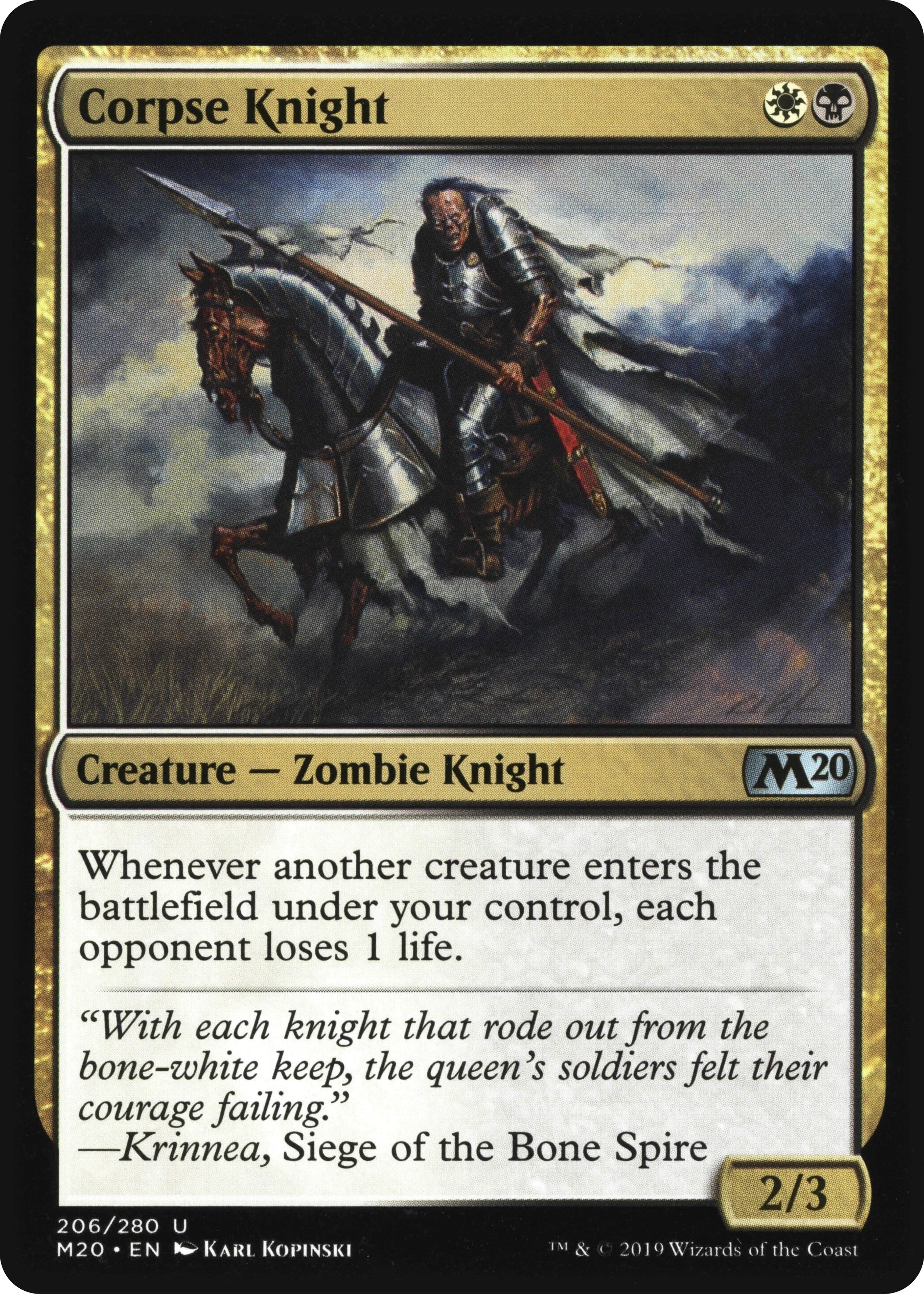 Image for Corpse Knight (2/3 Misprint) (206) (Core Set 2020) - Magic: The Gathering