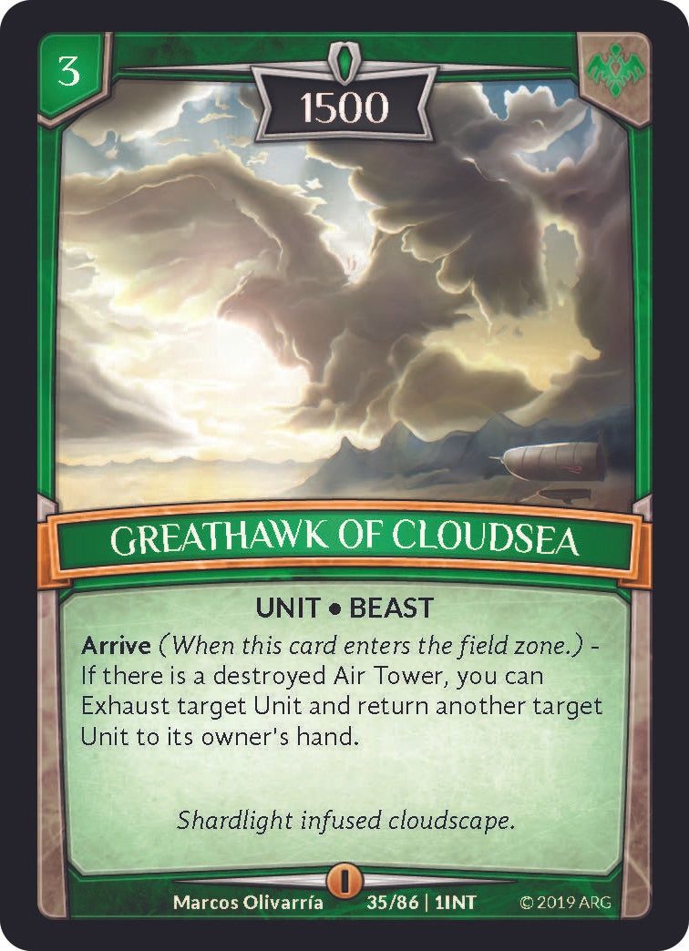 Image for Greathawk of Cloudsea (35/86 | 1INT) (Intro Decks - 2019) - Argent Saga TCG