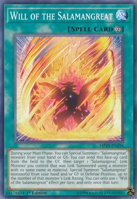 Image for Will of the Salamangreat (MP19-EN196) (MP19) - YuGiOh