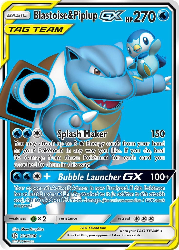 Image for Blastoise & Piplup GX (Full Art) (214/236) (SM12) - Pokemon