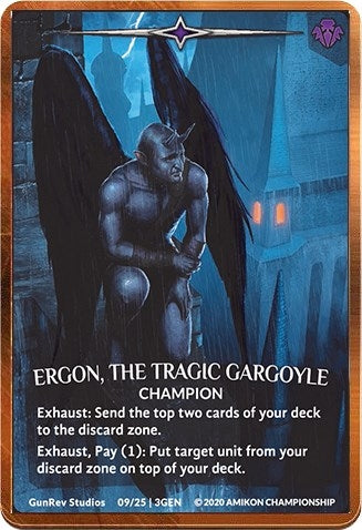 Image for Ergon, the Tragic Gargoyle (Regular Art Bronze Metal Prize Card) (9/25 3GEN) (Argent Saga Promos) - Argent Saga TCG