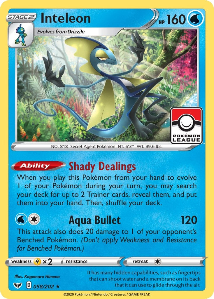 Image for Inteleon - 058/202 (Pokemon League) (058/202) (PR) - Pokemon