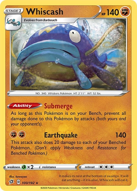 Image for Whiscash (100/192) (SWSH02) - Pokemon