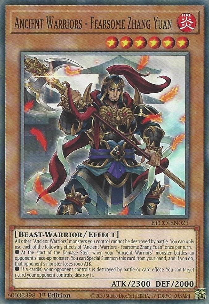 Image for Ancient Warriors - Fearsome Zhang Yuan (ETCO-EN021) (ETCO) - YuGiOh