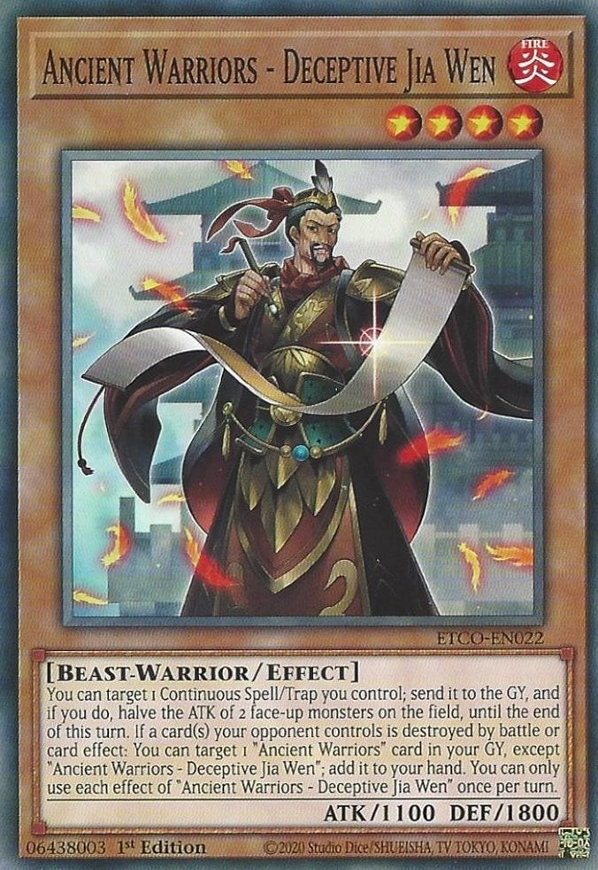 Image for Ancient Warriors - Deceptive Jia Wen (ETCO-EN022) (ETCO) - YuGiOh