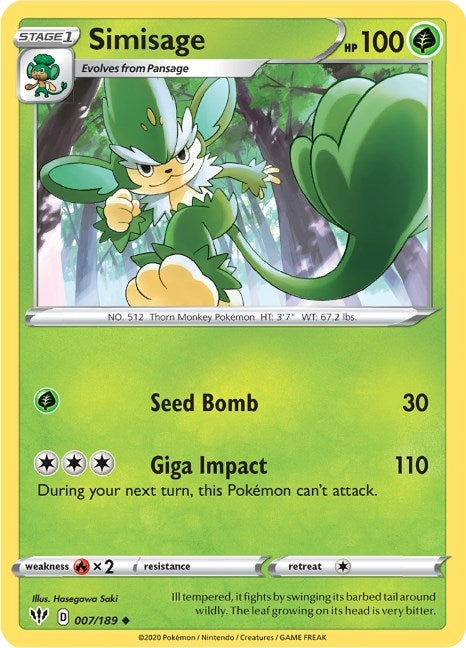 Image for Simisage (007/189) (SWSH03) - Pokemon
