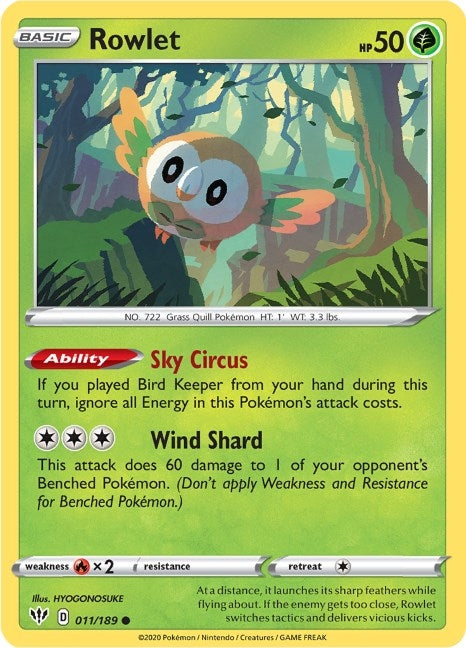 Image for Rowlet (011/189) (SWSH03) - Pokemon