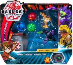 Image for Bakugan Battle Pack 5-Pack - Darkus Cyndeous and Aurelus Trox - Bakugan TCG