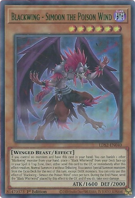Image for Blackwing - Simoon the Poison Wind (Green) (LDS2-EN040) (LDS2) - YuGiOh