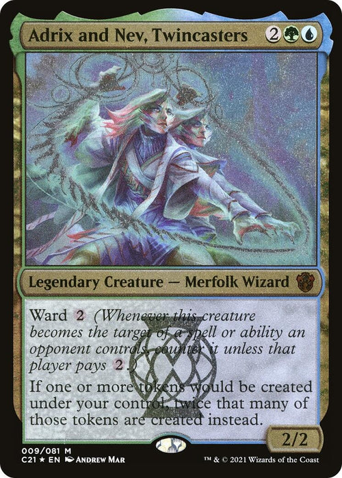 Image for Adrix and Nev, Twincasters (Display Commander) - Thick Stock (9) (Commander 2021) - Magic: The Gathering