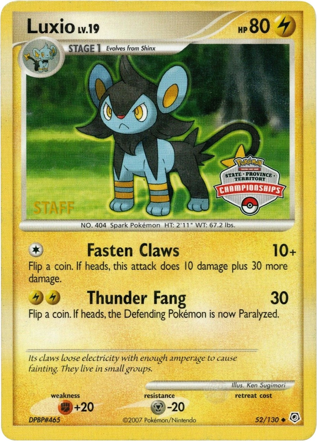 Image for Luxio - 52/130 (State Championships) [Staff] (052/130) (PR) - Pokemon