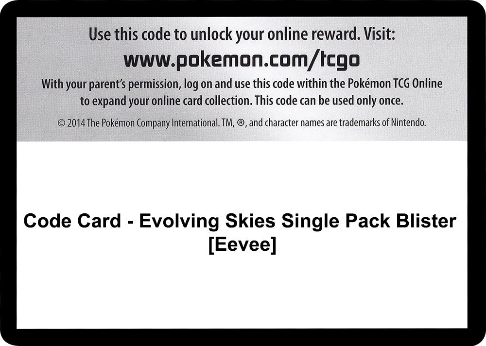 Image for Code Card - Evolving Skies Single Pack Blister [Eevee] (SWSH07) - Pokemon