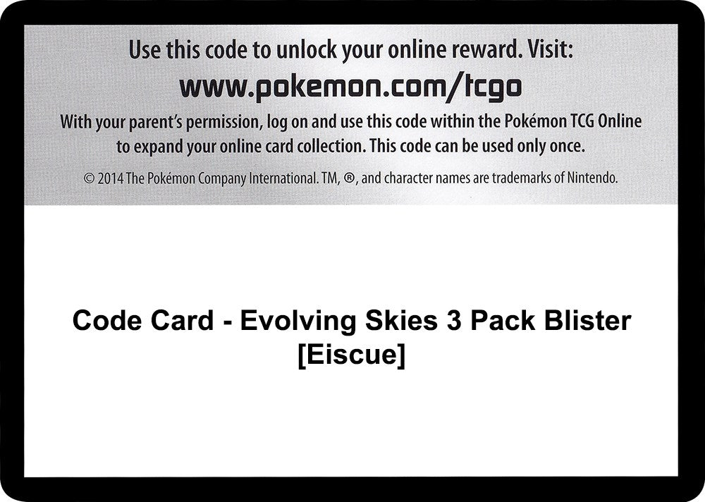 Image for Code Card - Evolving Skies 3 Pack Blister [Eiscue] (SWSH07) - Pokemon