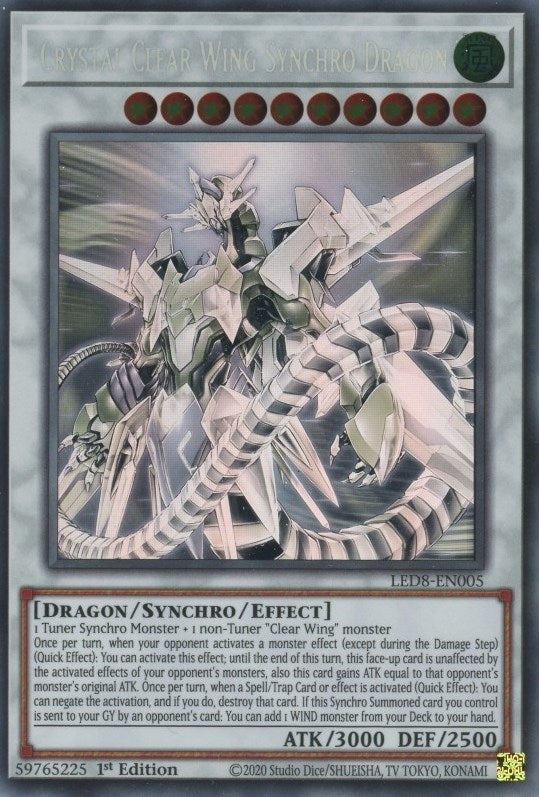 Crystal Clear Wing Synchro Dragon (Ghost Rare) (LED8-EN005) (LED8)