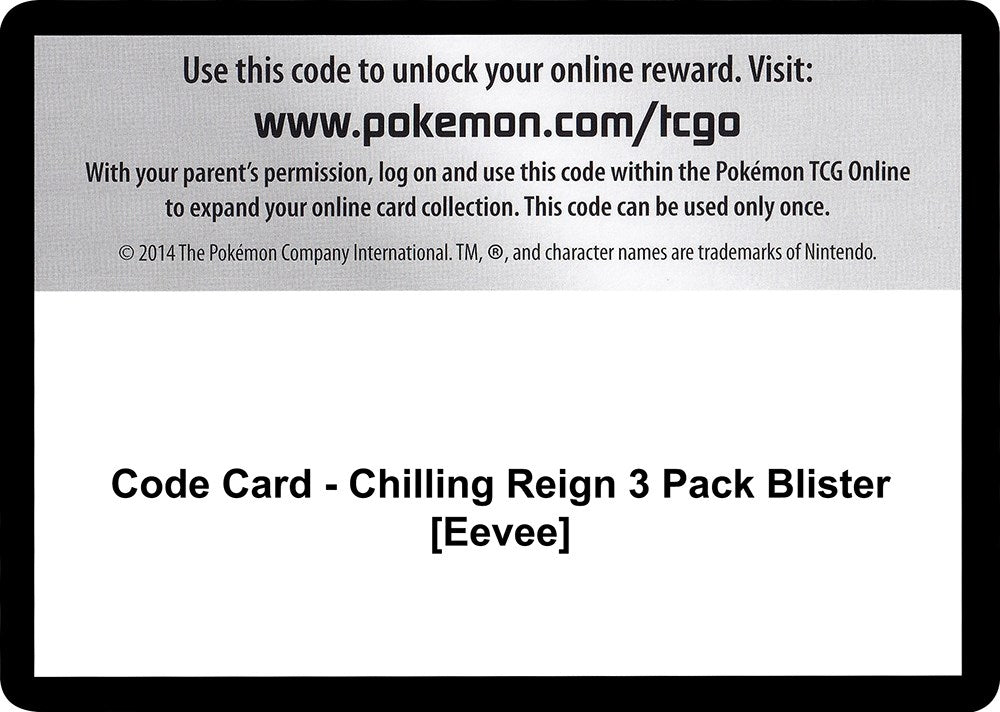 Image for Code Card - Chilling Reign 3 Pack Blister [Eevee] (SWSH06) - Pokemon
