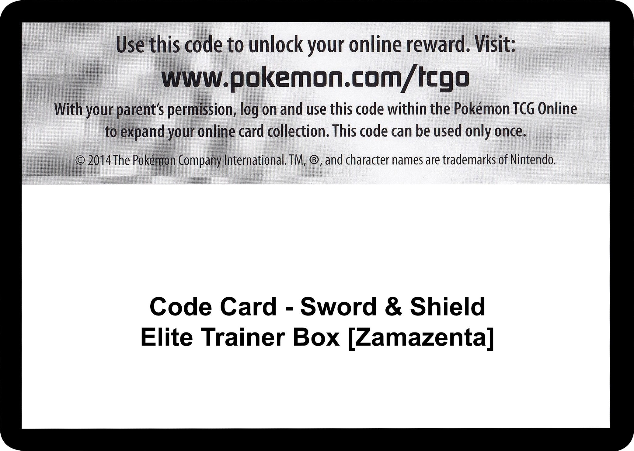 Image for Code Card - Sword & Shield Elite Trainer Box [Zamazenta] (SWSH01) - Pokemon