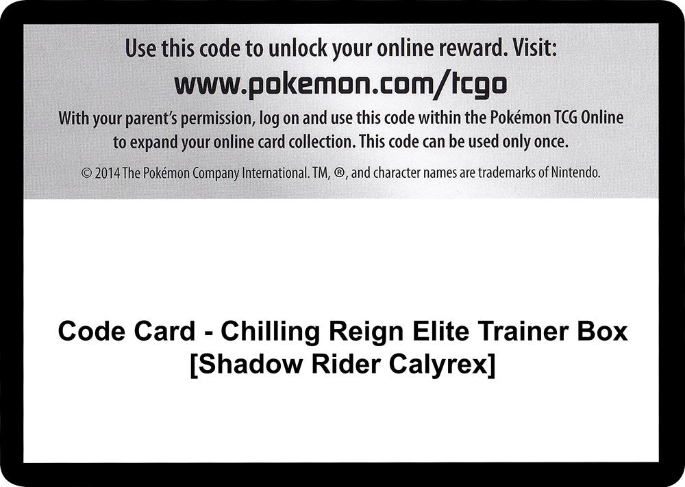 Image for Code Card - Chilling Reign Elite Trainer Box [Shadow Rider Calyrex] (SWSH06) - Pokemon